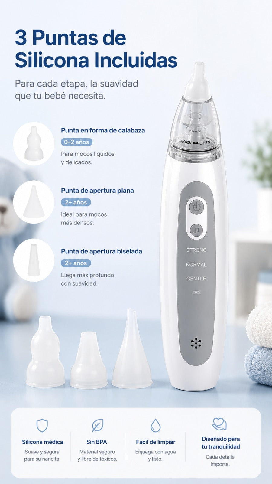 MOCOSÍN™ Aspirador Nasal Eléctrico para Bebés