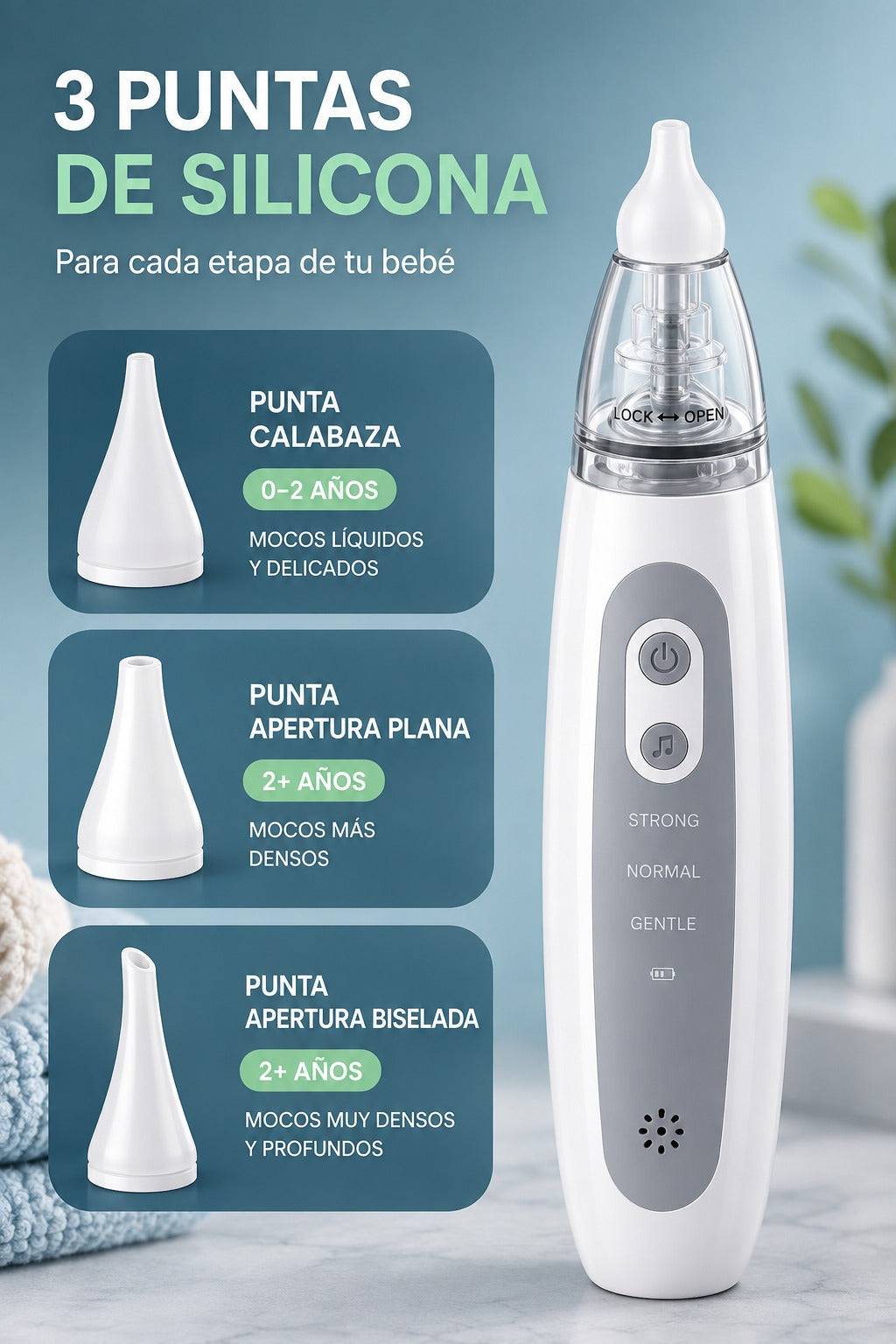 MOCOSÍN™ Aspirador Nasal Eléctrico para Bebés